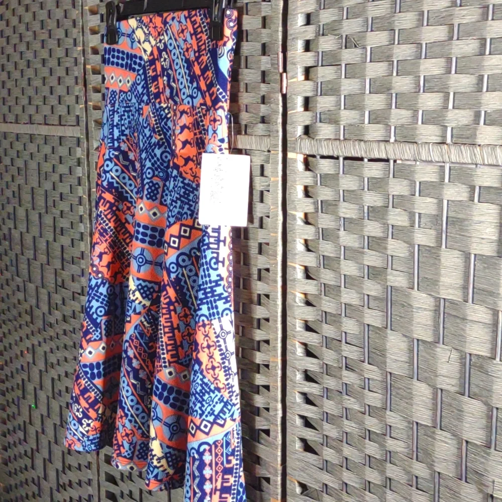 NWT LuLaRoe Graphic Geometric Azure Flare Skirt Multicolored